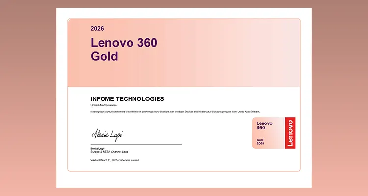 Infome Authorized Lenovo Partner 2026 Certificate