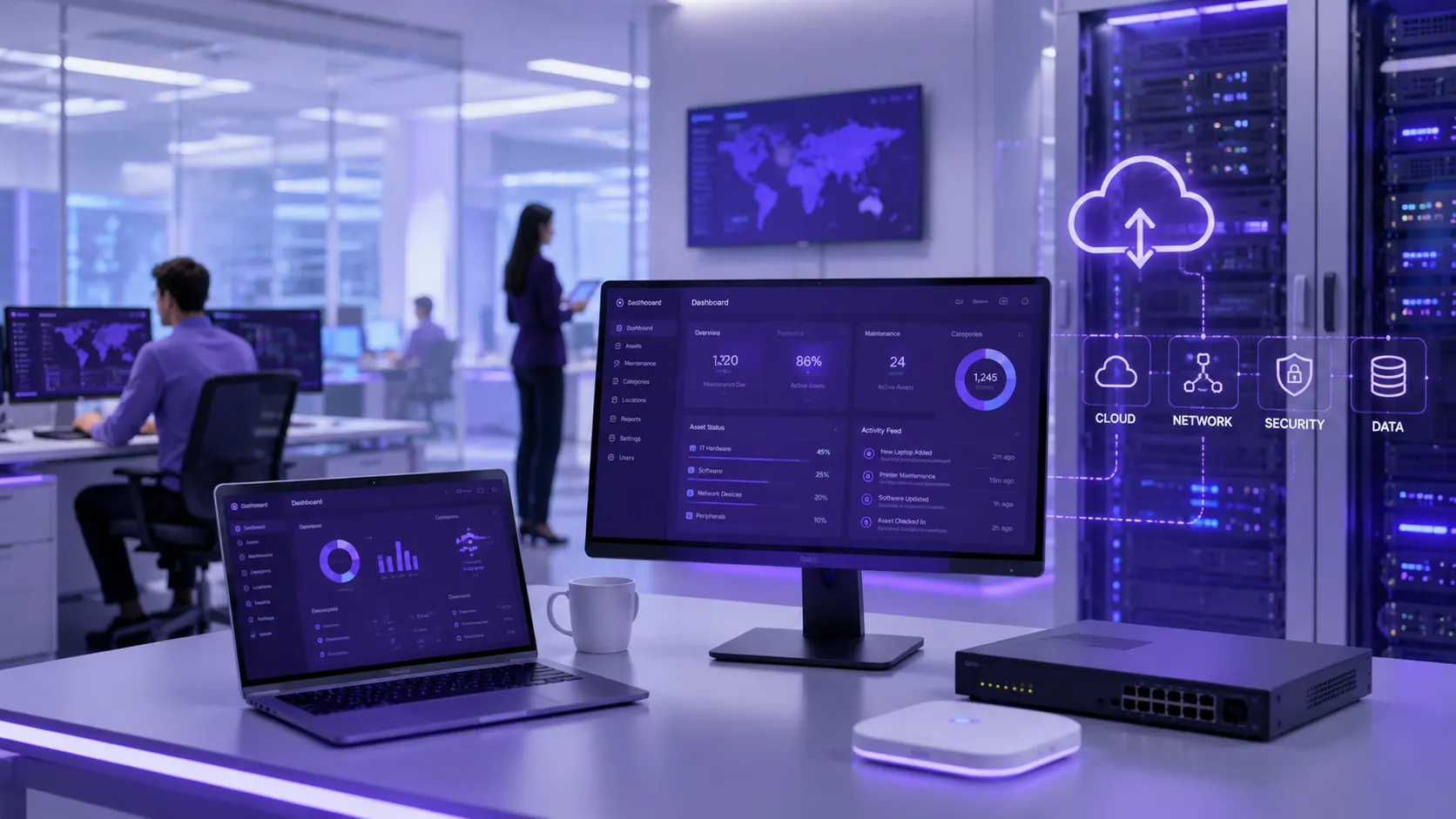 IT and technology team using InfoAsset to track computers, servers, and networking equipment